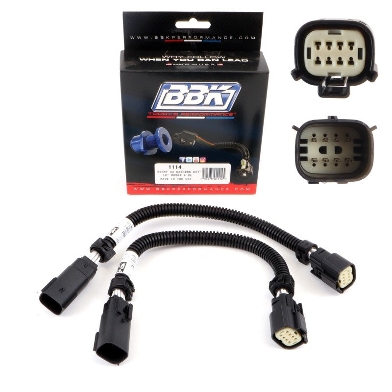 BBK 05-20 Dodge Hellcat 6.2L 6 Pin Front O2 Sensor Wire Harness Extensions 12 (pair)