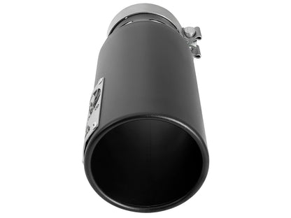 aFe SATURN 4S 4in SS Intercooled Exhaust Tip - Black 4in In x 5in Out x 12in L Bolt-On