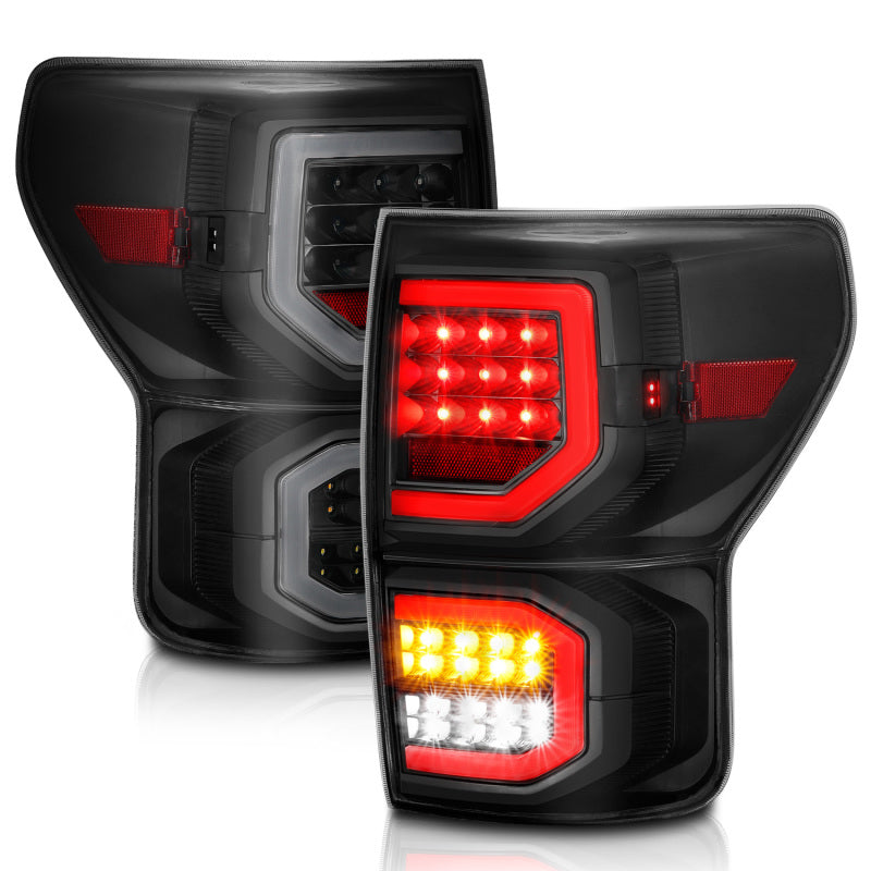 ANZO 2007-2013 Toyota Tundra LED Taillights Plank Style Black w/Smoke Lens