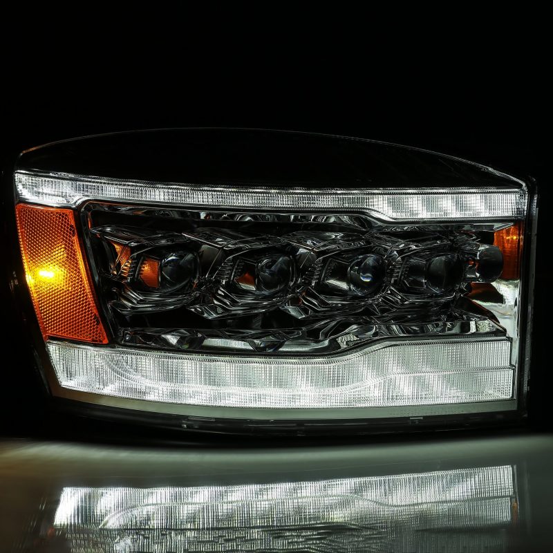 AlphaRex 06-08 Dodge Ram 1500HD NOVA LED Proj Headlights Plank Style Blk w/Seq Signal/DRL/Amber LED