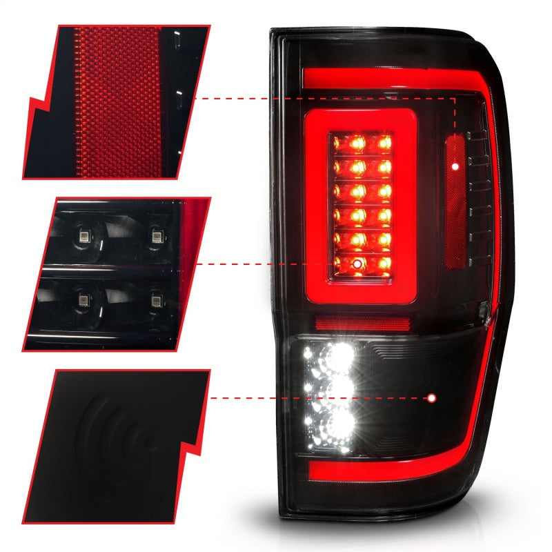 ANZO 19-22 Ford Ranger Full LED Taillights w/ Lightbar Sequential Signal Black Housing/Smoke Lens