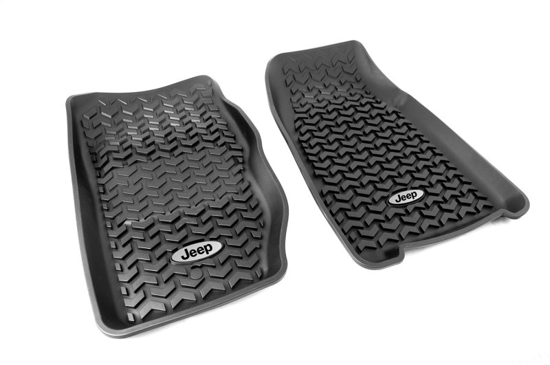 Rugged Ridge Floor Liner Front Black 1984-2001 Jeep Logo Cherokee XJ