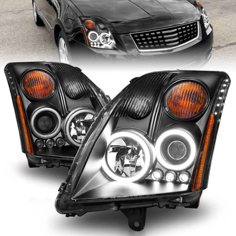 ANZO 2007-2012 Nissan Sentra Projector Headlights Black