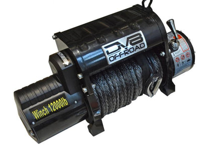 DV8 Offroad 12000 LB Winch w/ Synthetic Line & Wireless Remote - Black