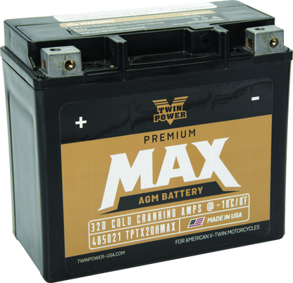 Twin Power GYZ-20H Premium MAX Battery Replaces H-D 65991-82B Made in USA 320 CCA